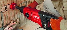 Использование коронки для подрозетников по кирпичу Hilti 82S SPX-L